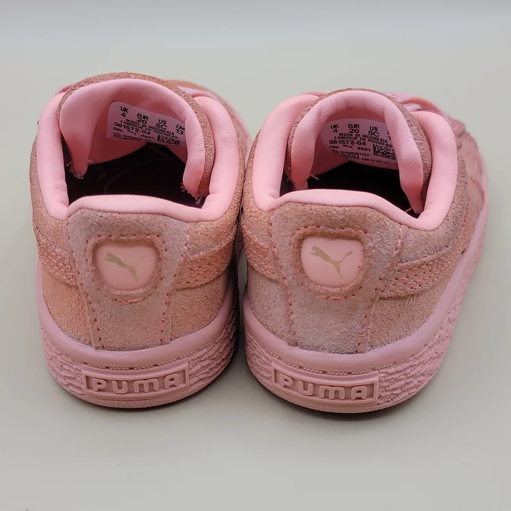 Puma Suede Classic Mono Gold Slip On Toddler Shoes Size 5C Salmon Pink Kids